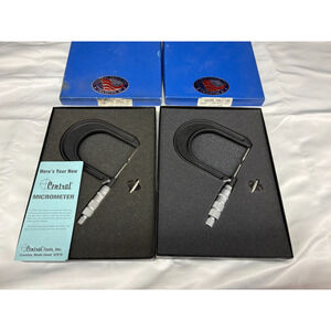 Lot 2 Central Tools Micrometers 6212 & 3–1.3IN USA Made Disc Frame Sets w Boxes